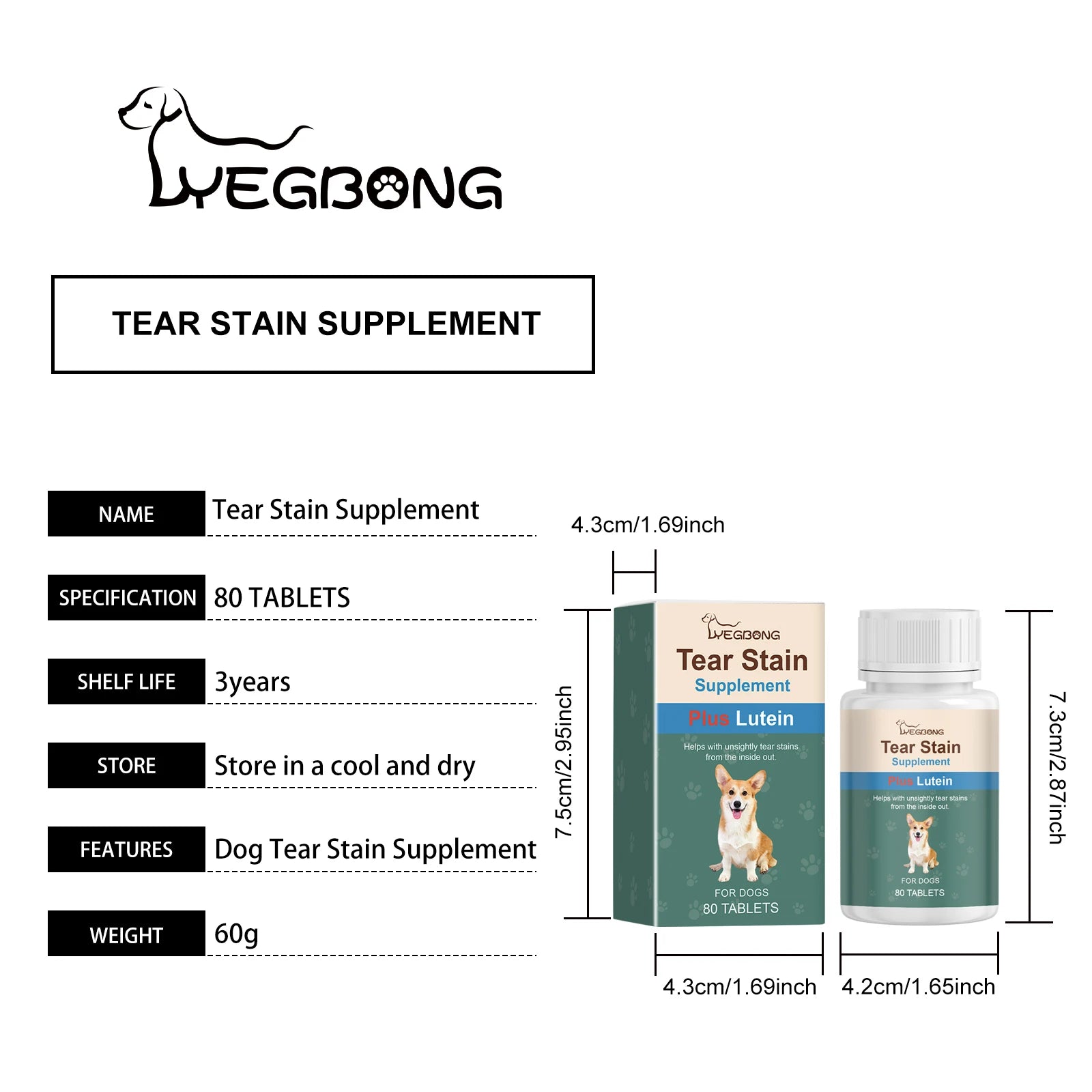 Dog Tear Stain Supplement w/Lutein