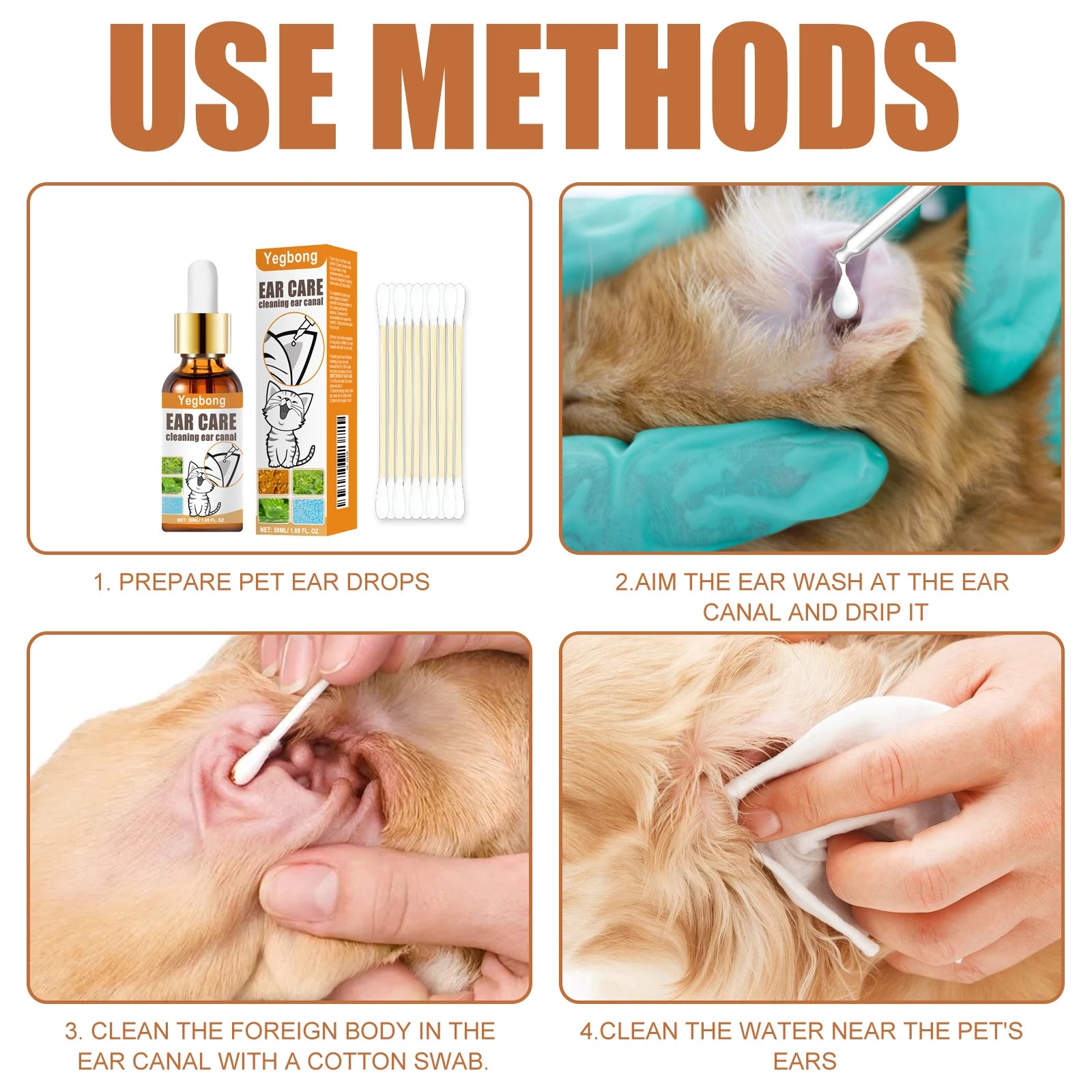 Pet Itch Relief Ear Care Cleaning & Deodorizing Drops