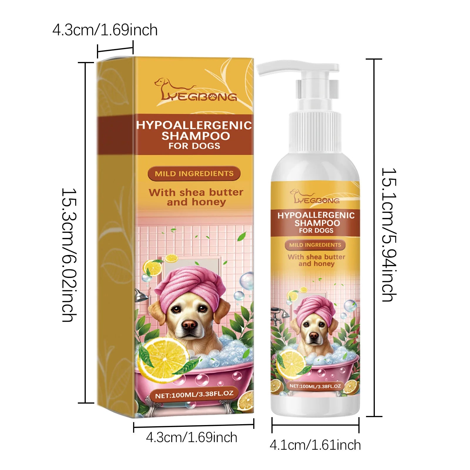 Tear-Free Hypoallergenic Hair Softening Dog Shampoo