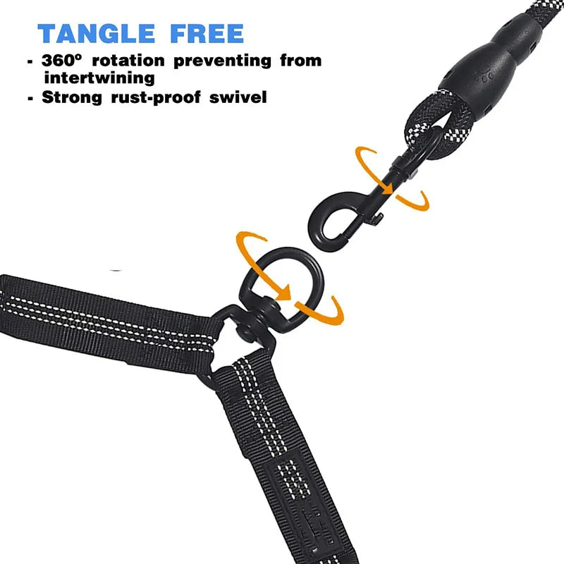 Tangle-Free Double Twin Lead Walking Dog Leash