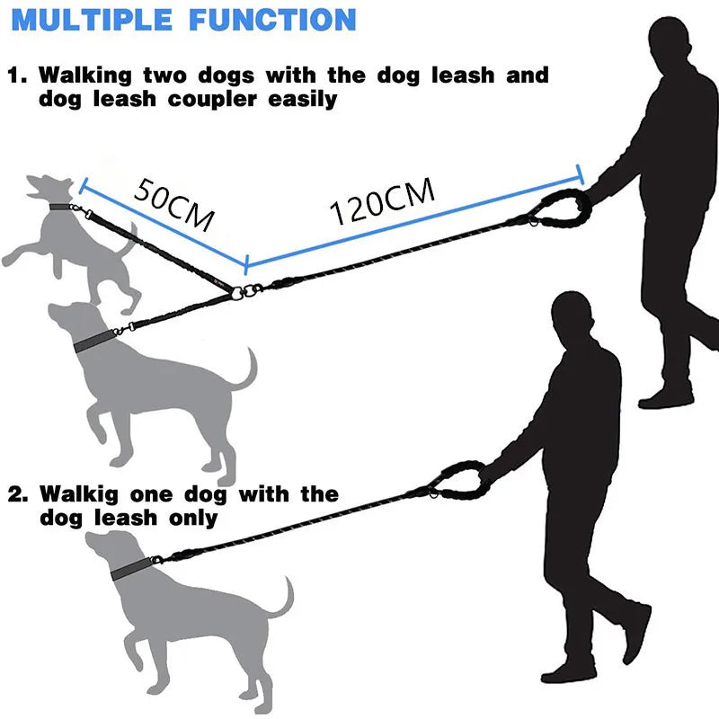 Tangle-Free Double Twin Lead Walking Dog Leash