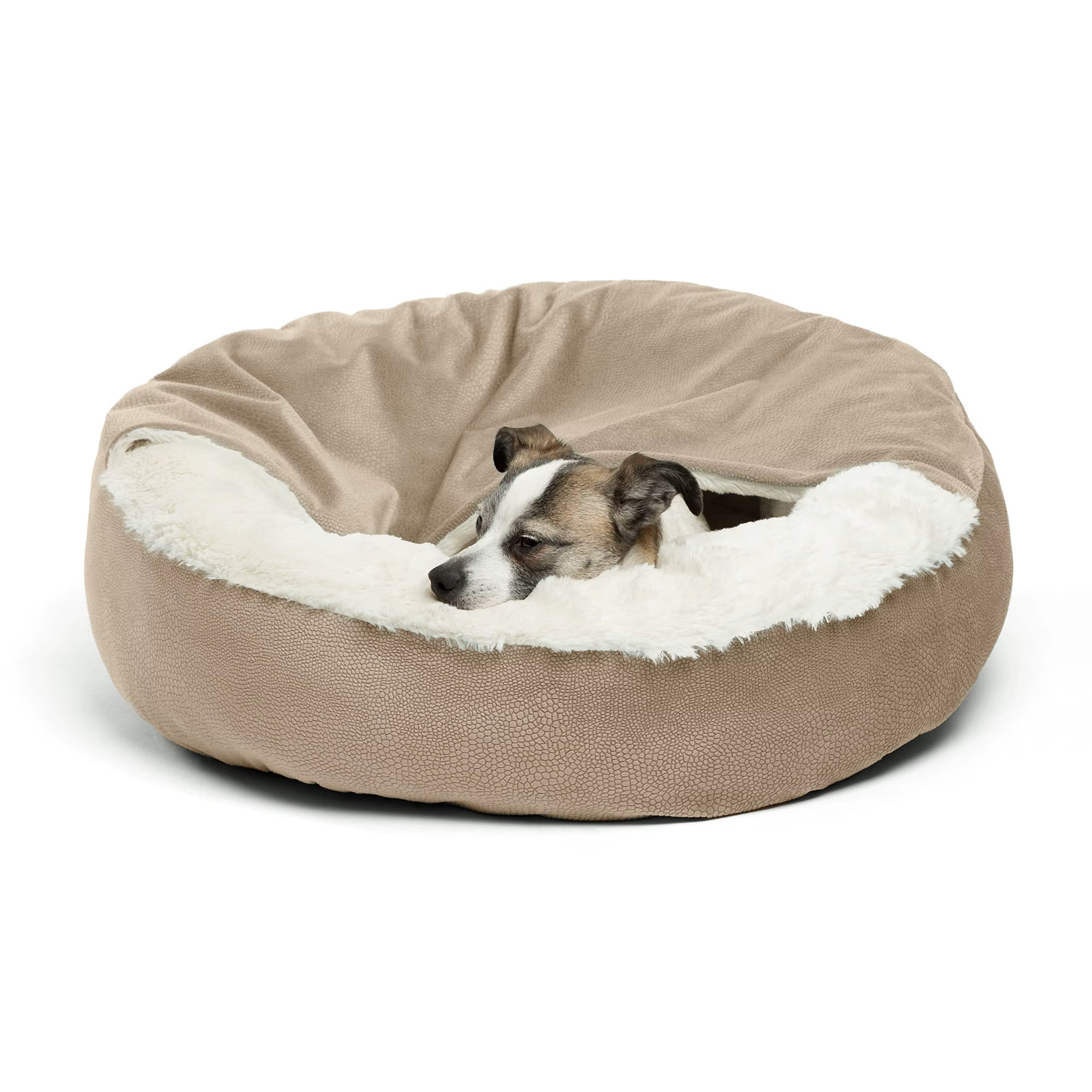 Plush Cozy Donut Cuddler Hooded Pet Bed