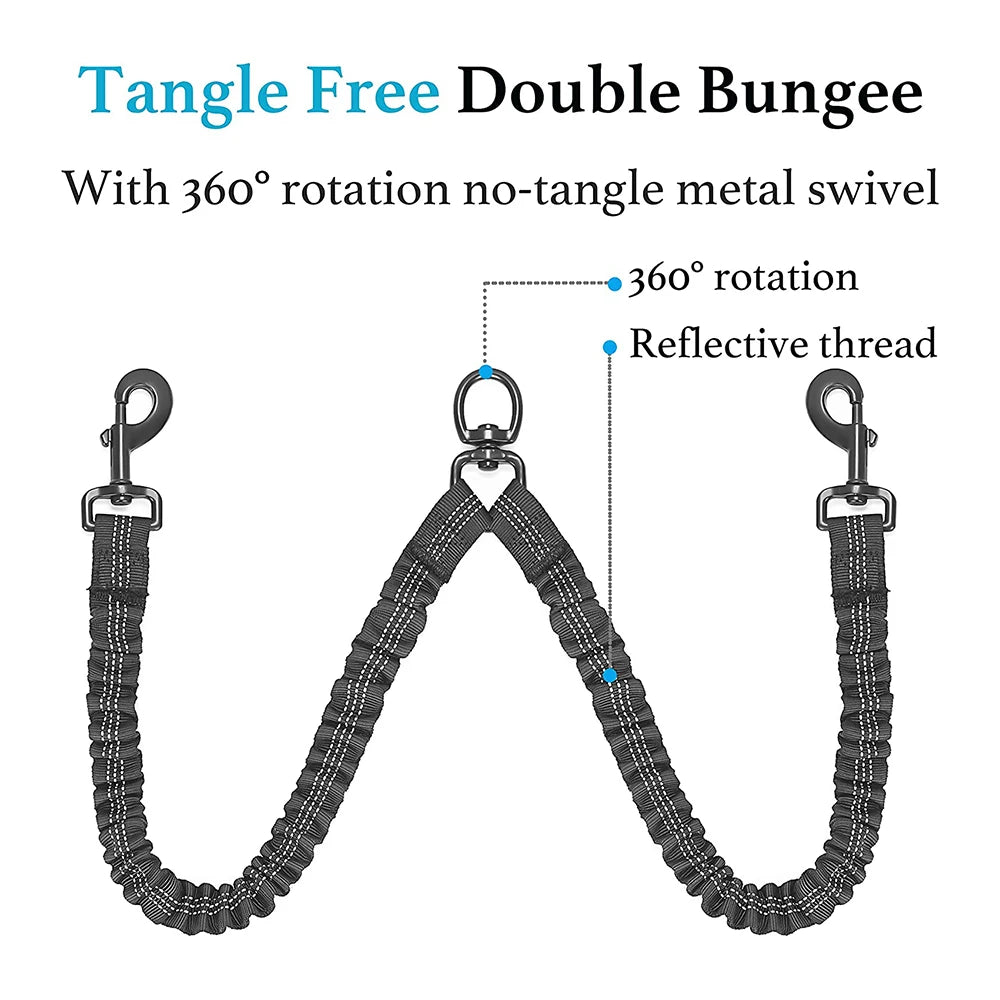 Tangle-Free Double Twin Lead Walking Dog Leash