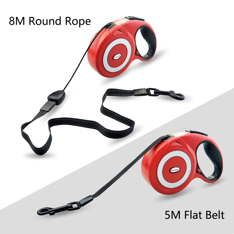 Reflective Nylon Dog Walking Retractable Leash