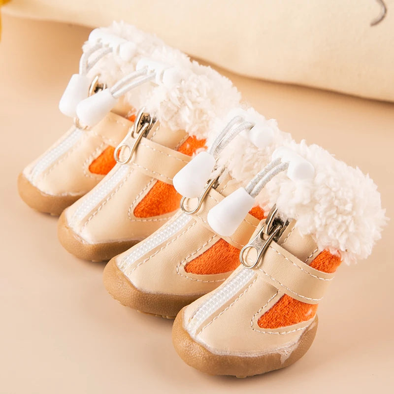4PC Set Warm Winter Anti-Slip Velvet Comfort Boots