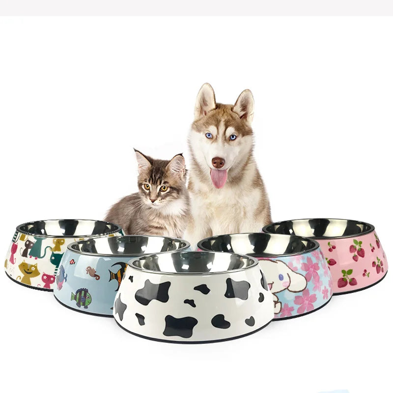 Removable Melamine & Stainless Steel Pet Bowl