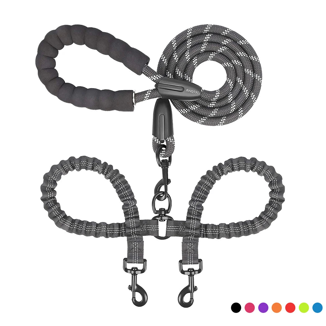 Tangle-Free Double Twin Lead Walking Dog Leash