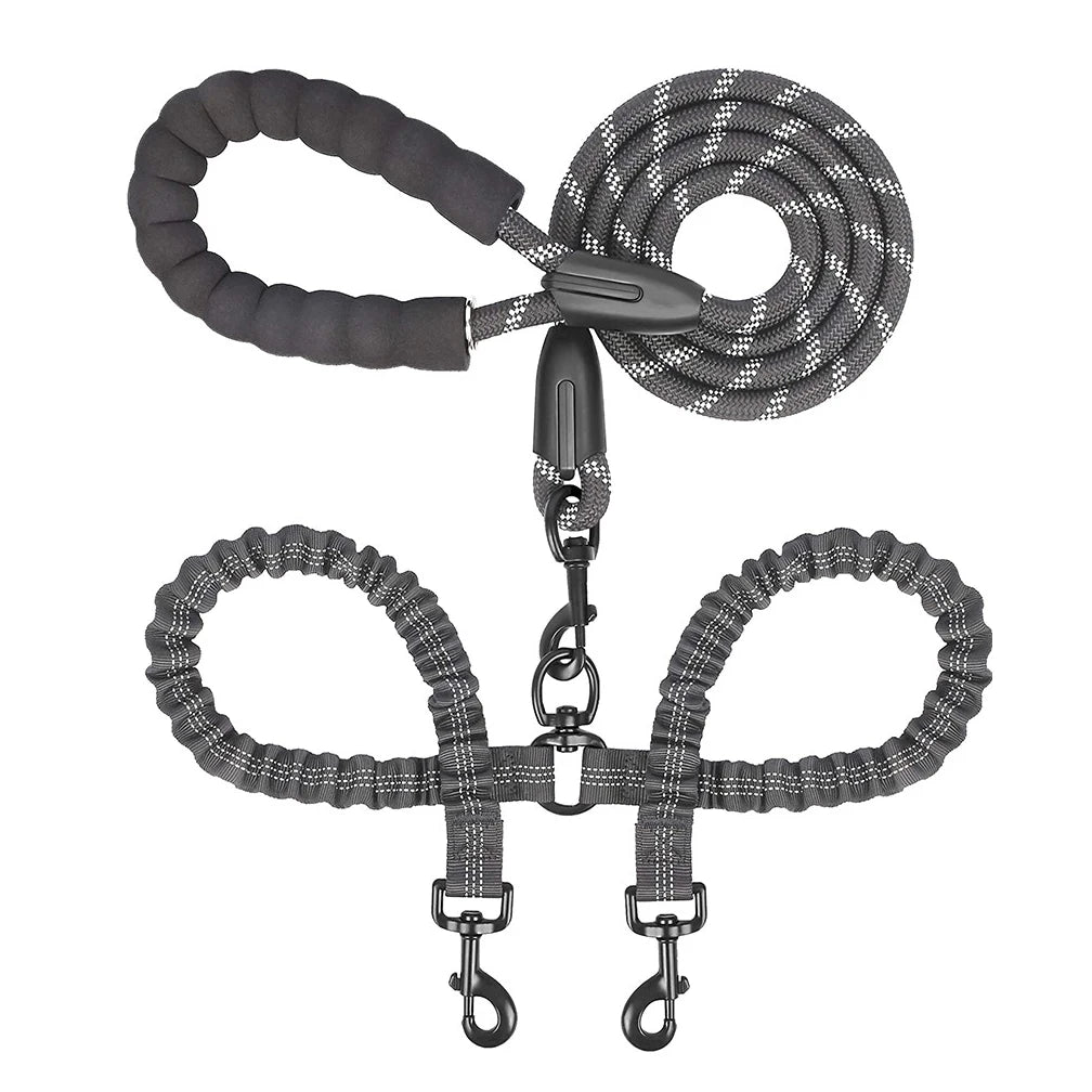 Tangle-Free Double Twin Lead Walking Dog Leash