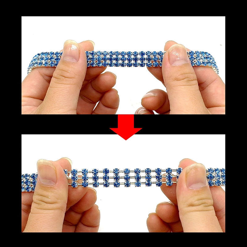 Adjustable Rhinestone Bone Pendant Bling Dog Necklace