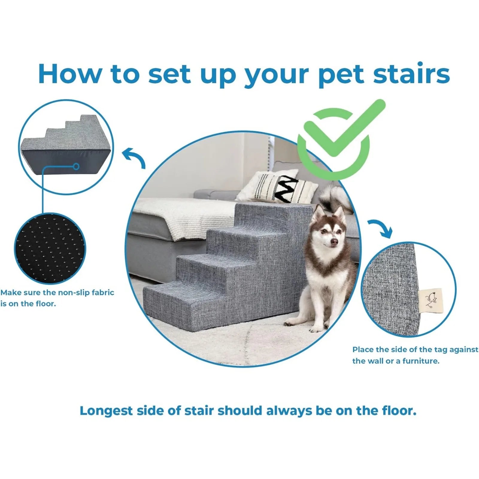 Non-Slip CertiPUR Foam Pet Stairs