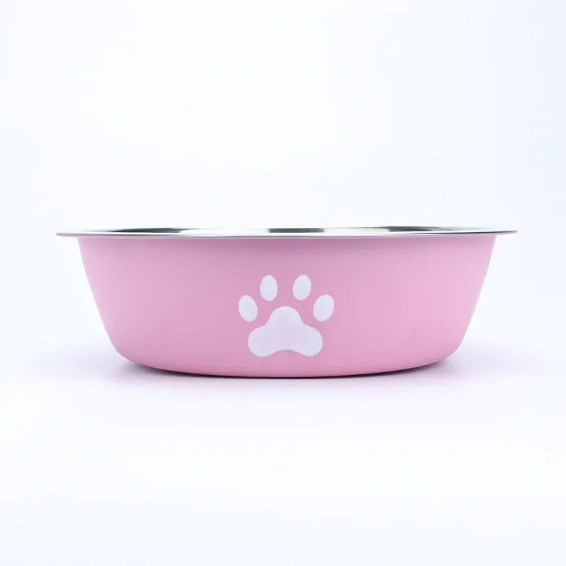 Non-Slip Paw Print Stainless Steel Pet Bowl