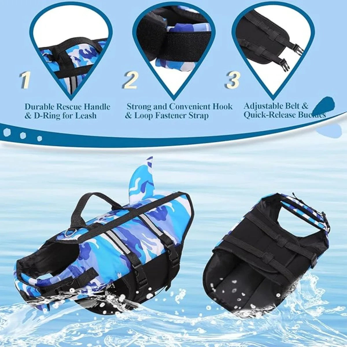 High Performance Shark Fin Design Dog Life Jacket