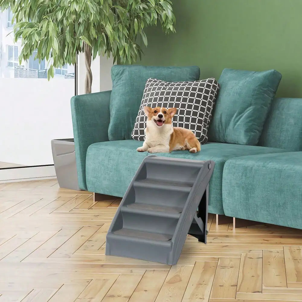 Foldable 4-Step Indoor-Outdoor Dog Stairs