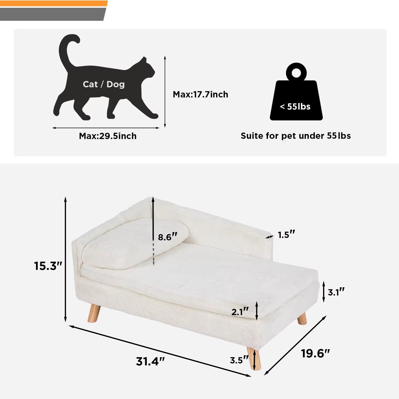 Elevated Plush Pet Lounge Sofa