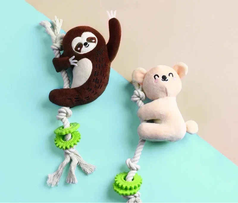 Squeaky Plush Small Dog Cotton Rope Toy