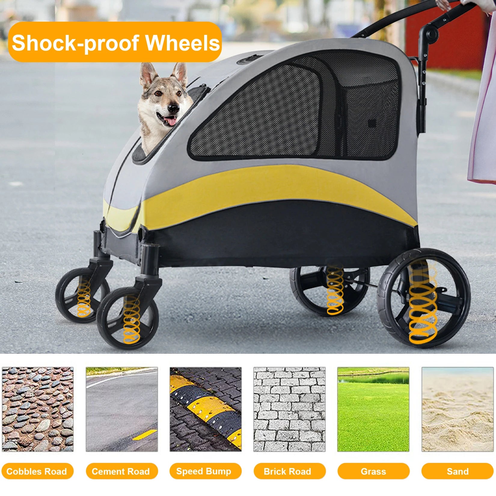 Portable Large Dog Travel Carriage Stroller