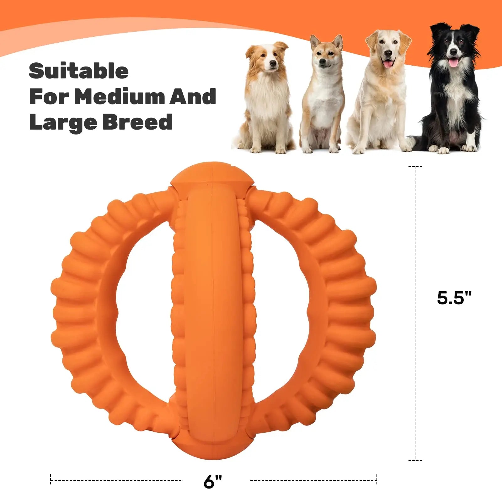 Detachable Double Ring Natural Rubber Dog Chew & Fetch Toy
