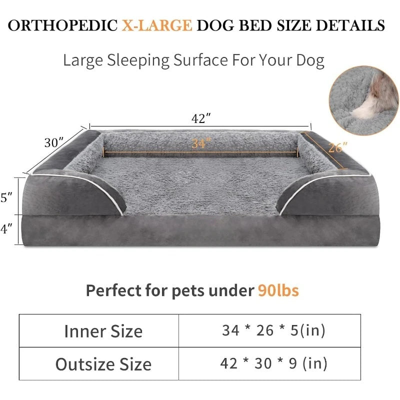 Waterproof XL Orthopedic Foam Pet Bed w/Washable Cover