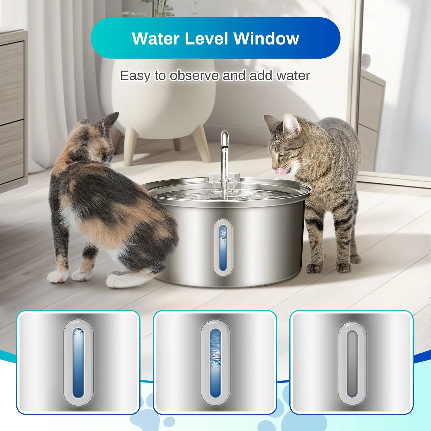 Ultra-Quiet Stainless Steel Pet Water Fountain