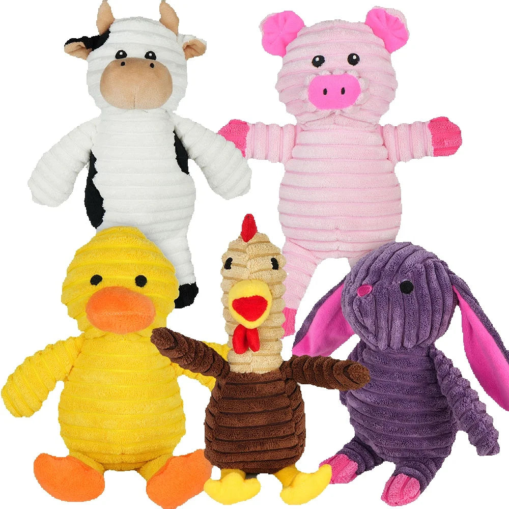 5PC Set Plush Pet Squeaky Toys