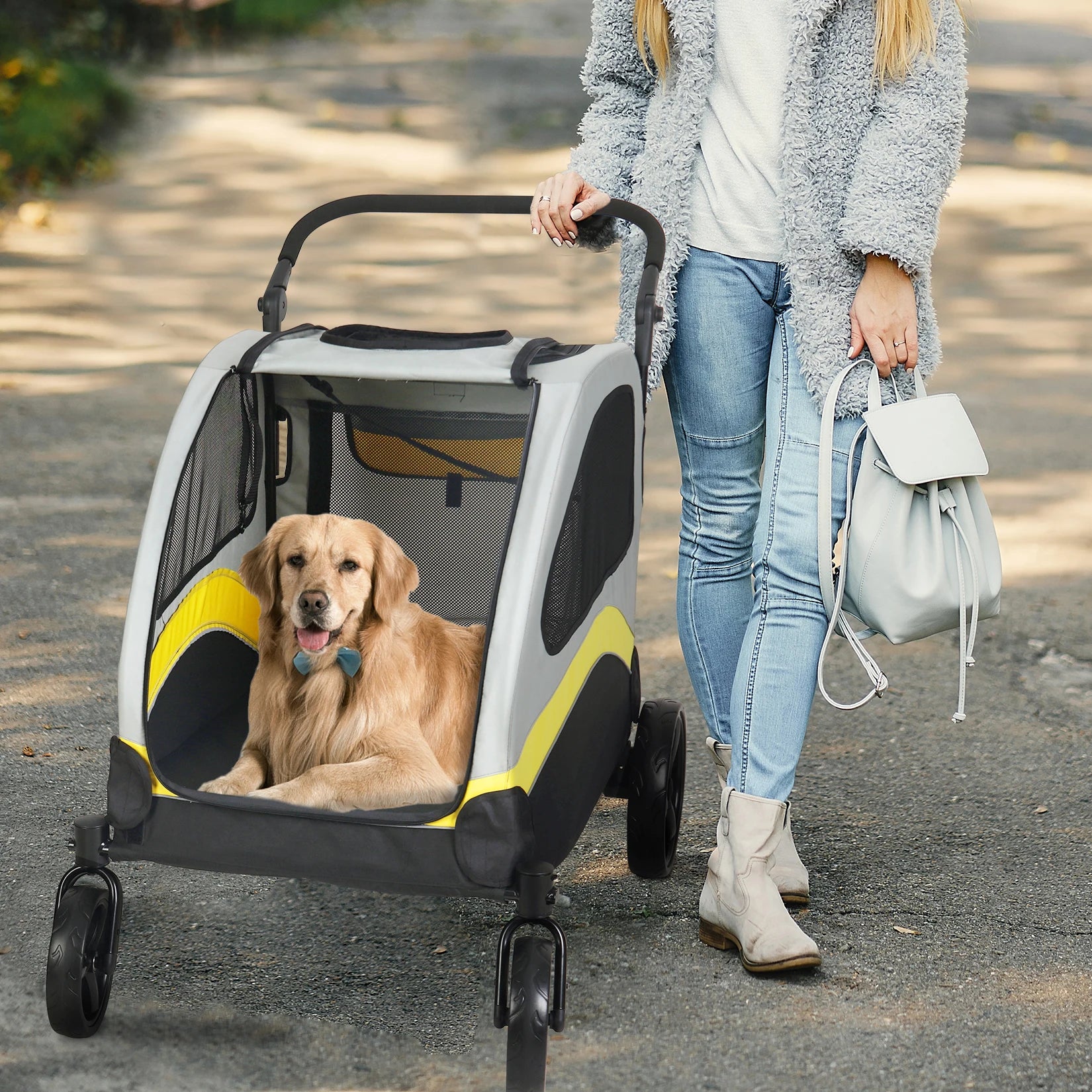 Portable Large Dog Travel Carriage Stroller