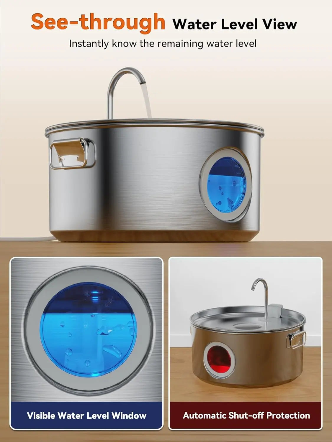 Whisper Quiet 12L Stainless Steel Pet Water Fountain