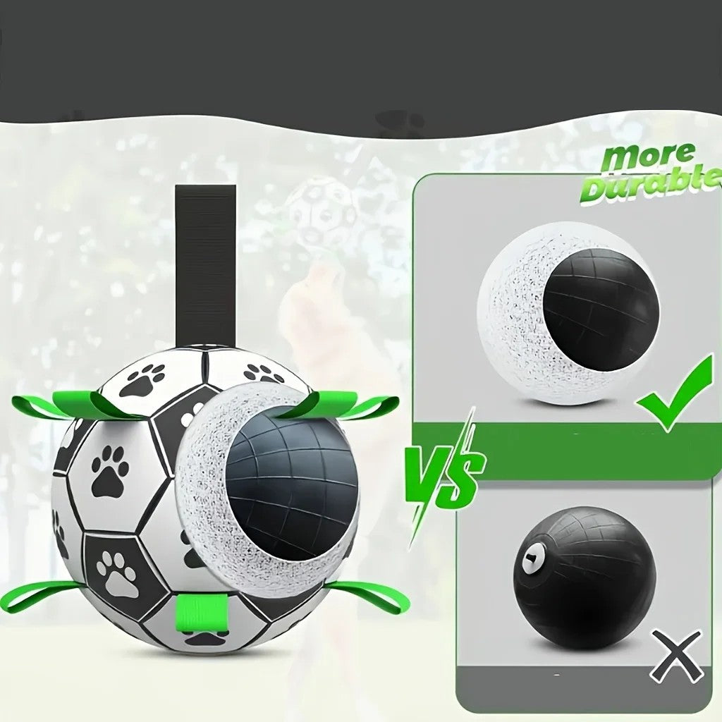 Durable Soccer Ball Dog Toy w/Straps