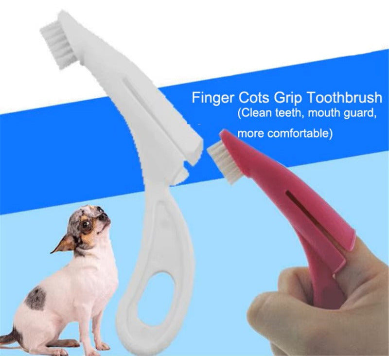 Soft Bristle Multi-Angle Pet Finger Toothbrush w/Handle