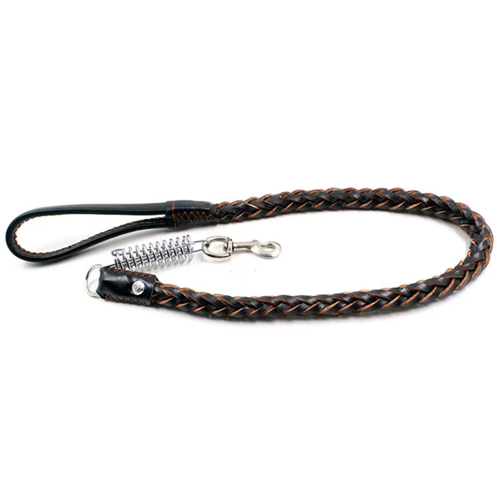 Strong Durable No-Pull Braided Leather Dog Leash