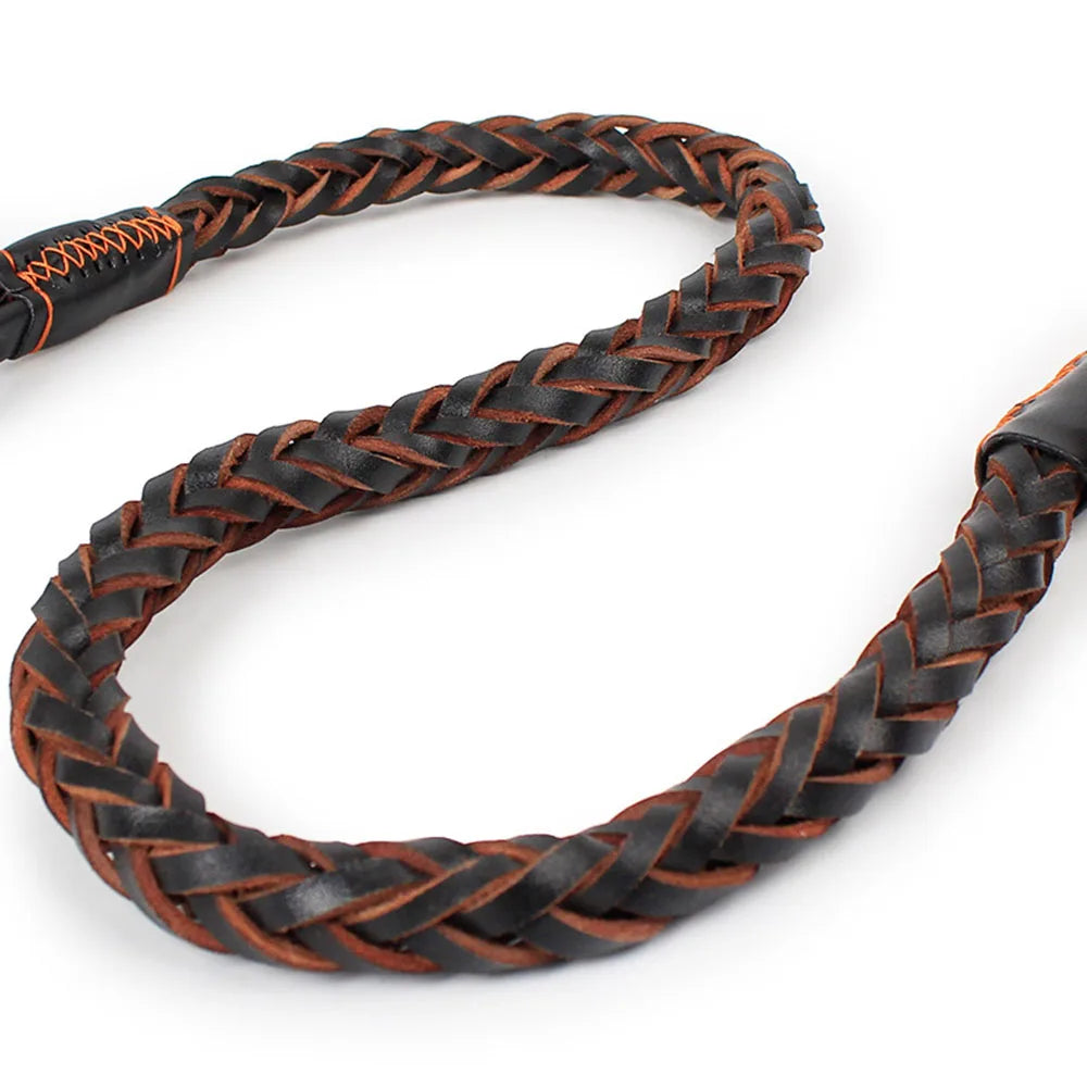 Strong Durable No-Pull Braided Leather Dog Leash