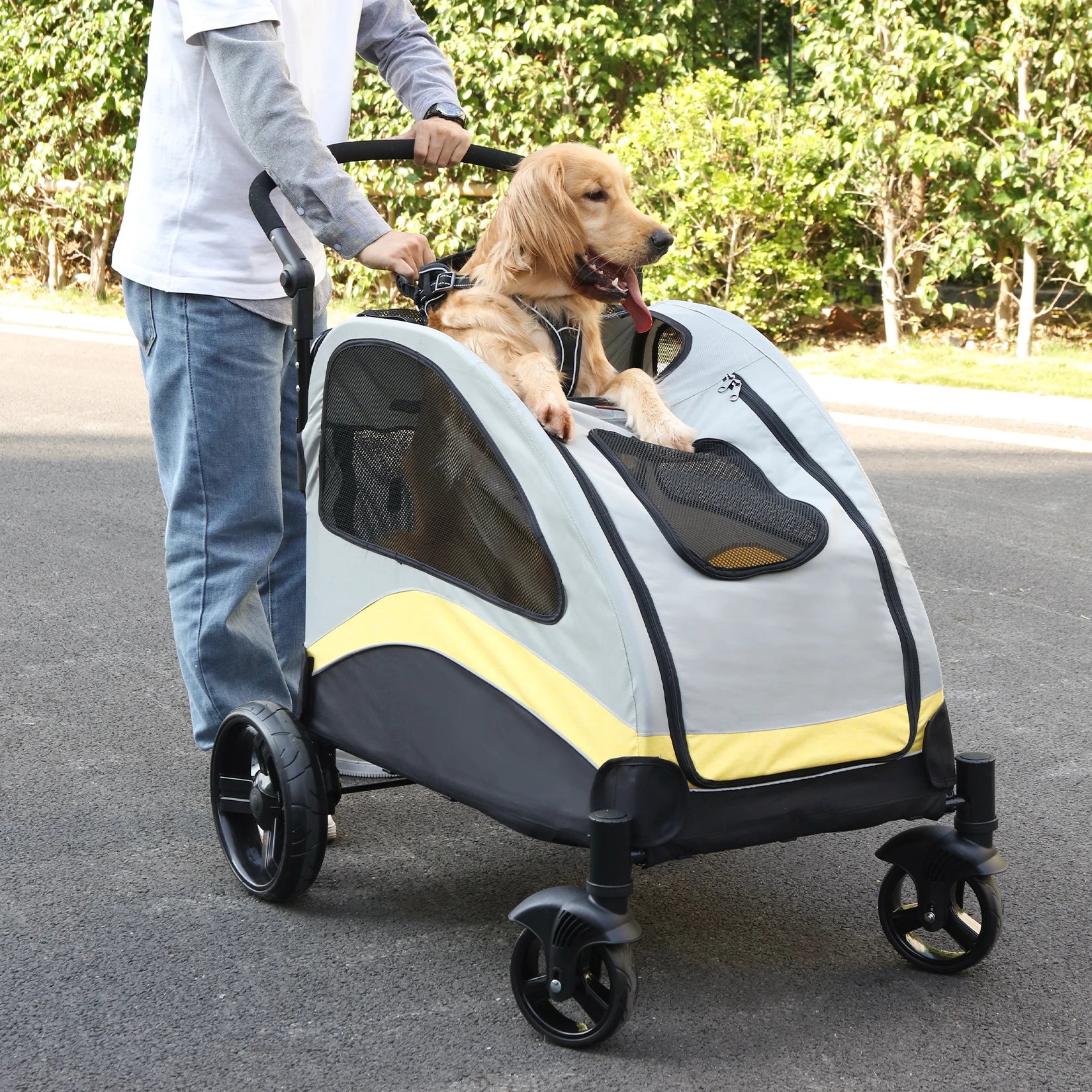 Portable Large Dog Travel Carriage Stroller