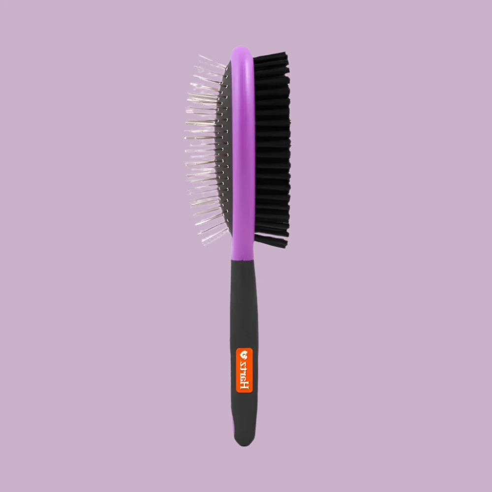 Professional Double-Sided Dog Grooming Brush w/Ergonomic Handle