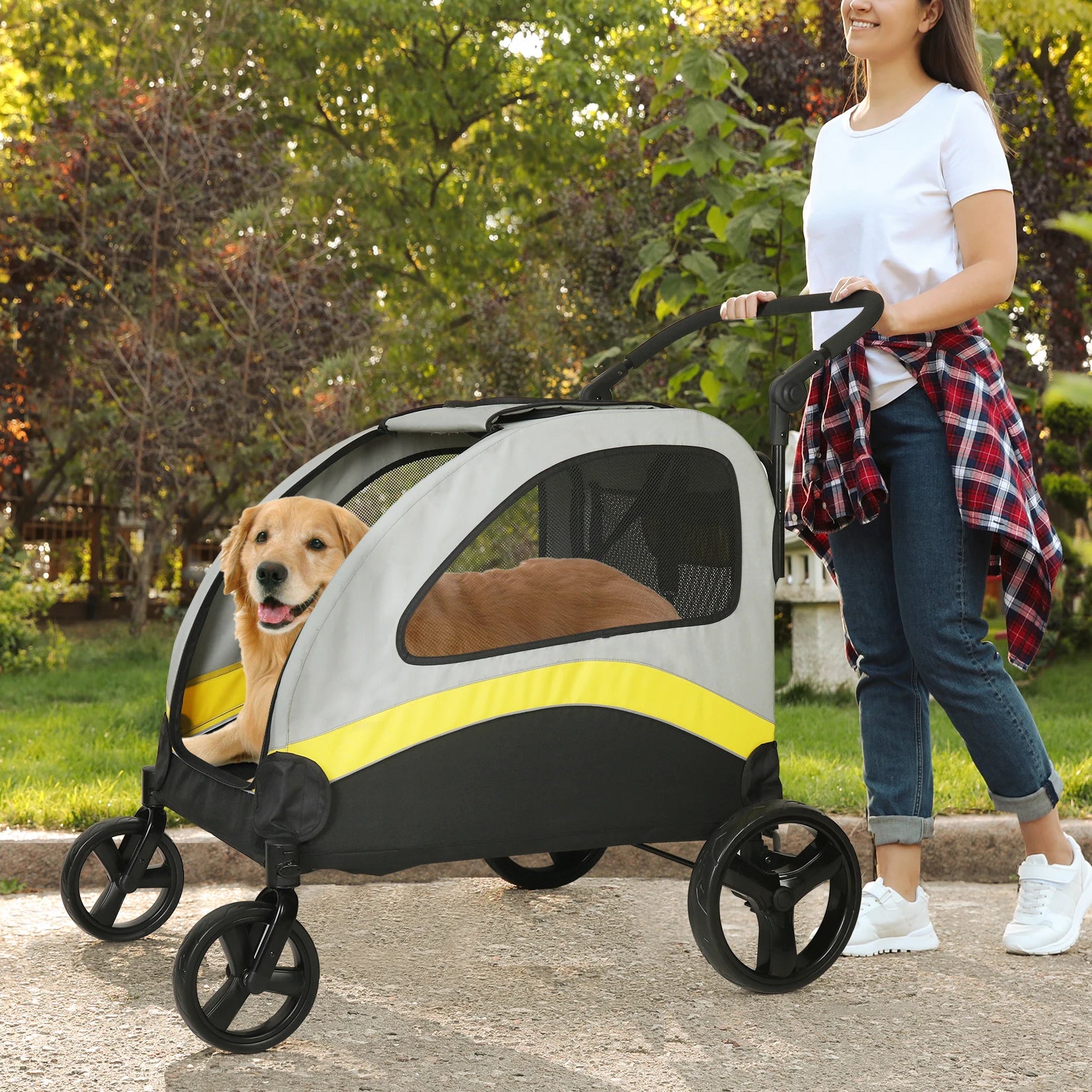 Portable Large Dog Travel Carriage Stroller