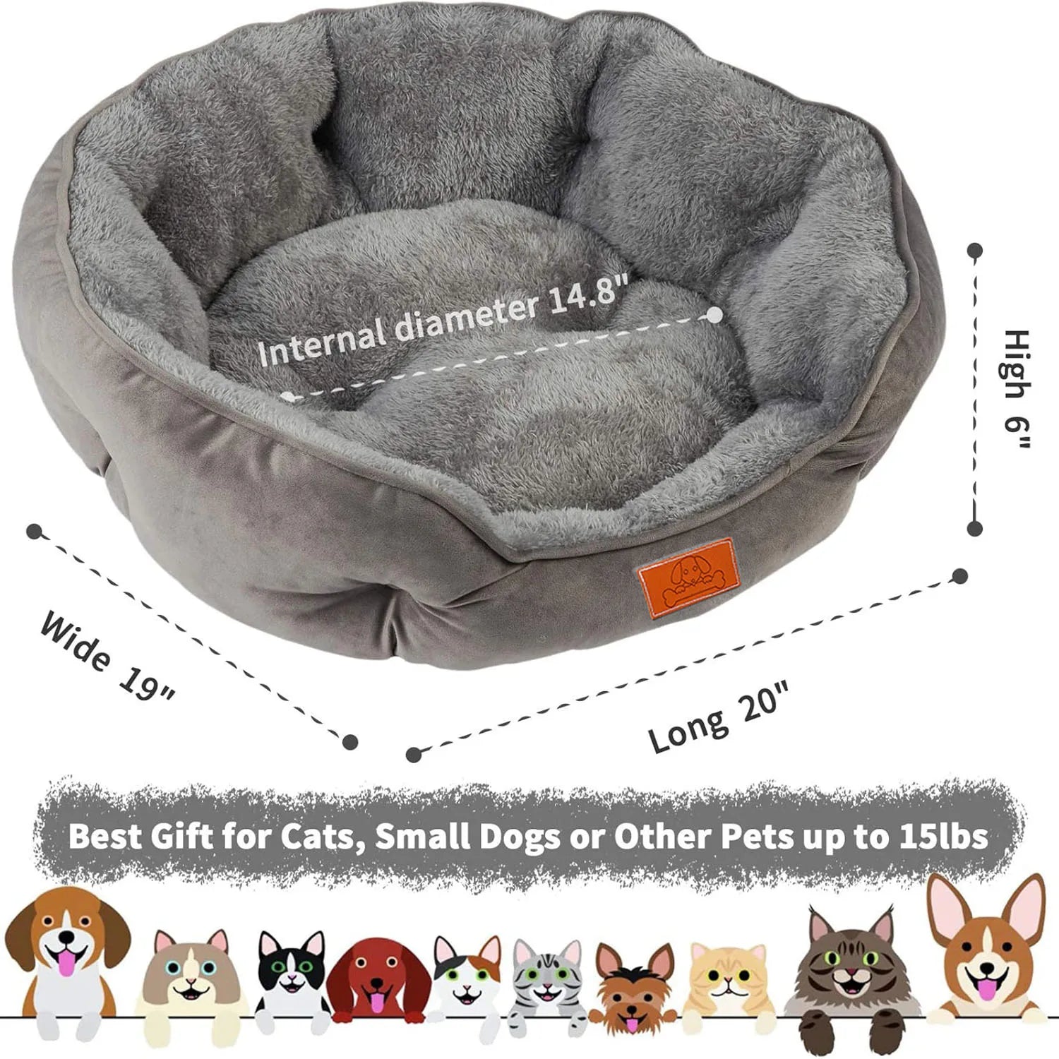 Soft Velvet Water-Resistant Pet Bed
