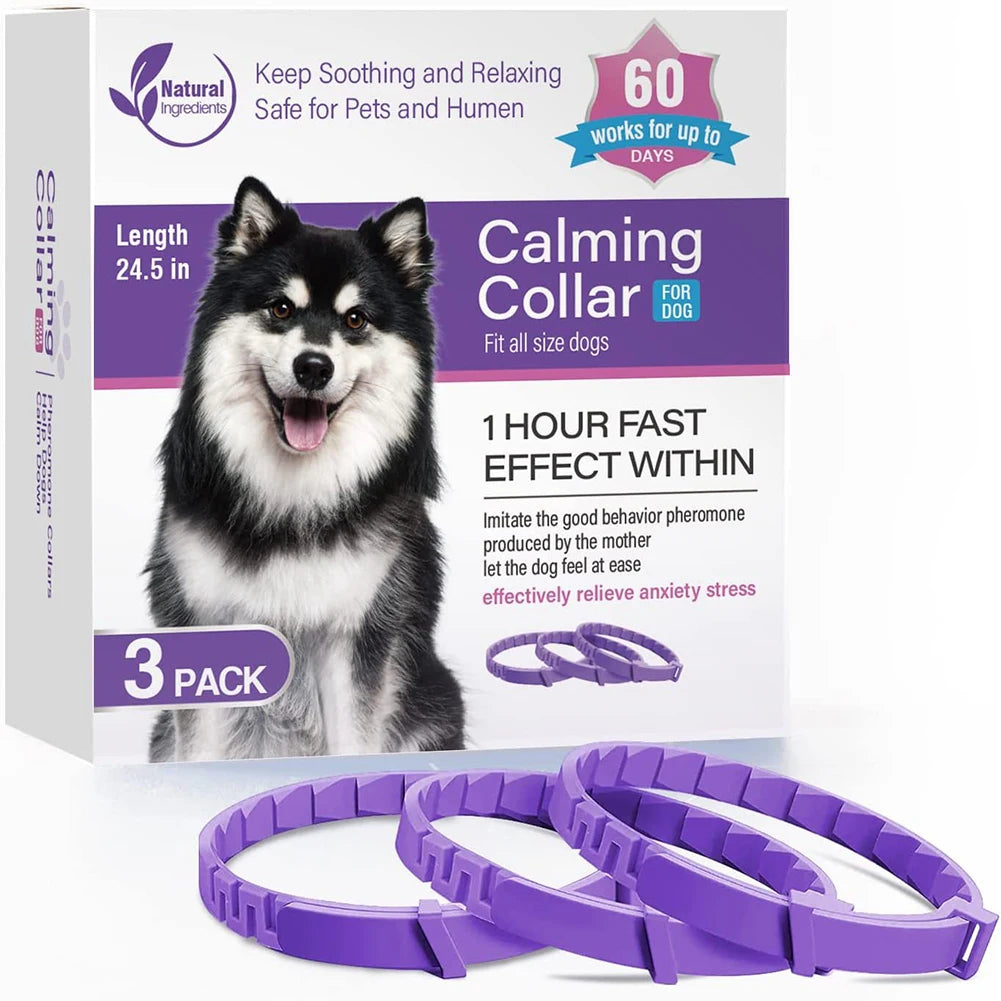 3PC Set Long Lasting Stress & Anxiety Relief Dog Calming Collars
