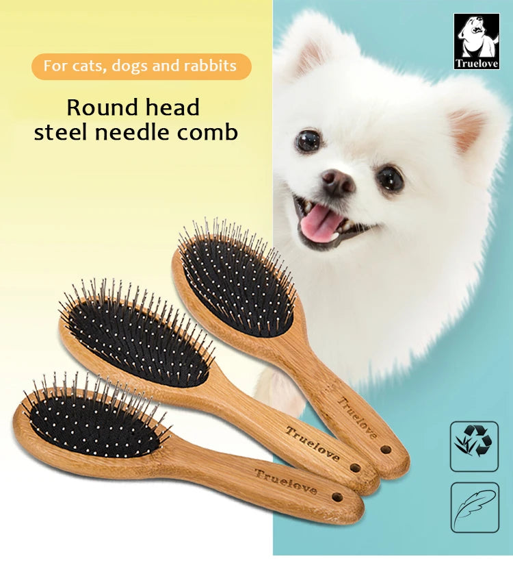 Truelove Wooden Handle Pet Grooming Massage Brush