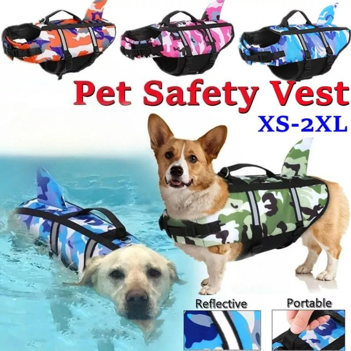 High Performance Shark Fin Design Dog Life Jacket