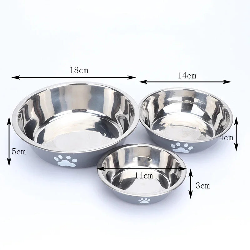 Non-Slip Paw Print Stainless Steel Pet Bowl