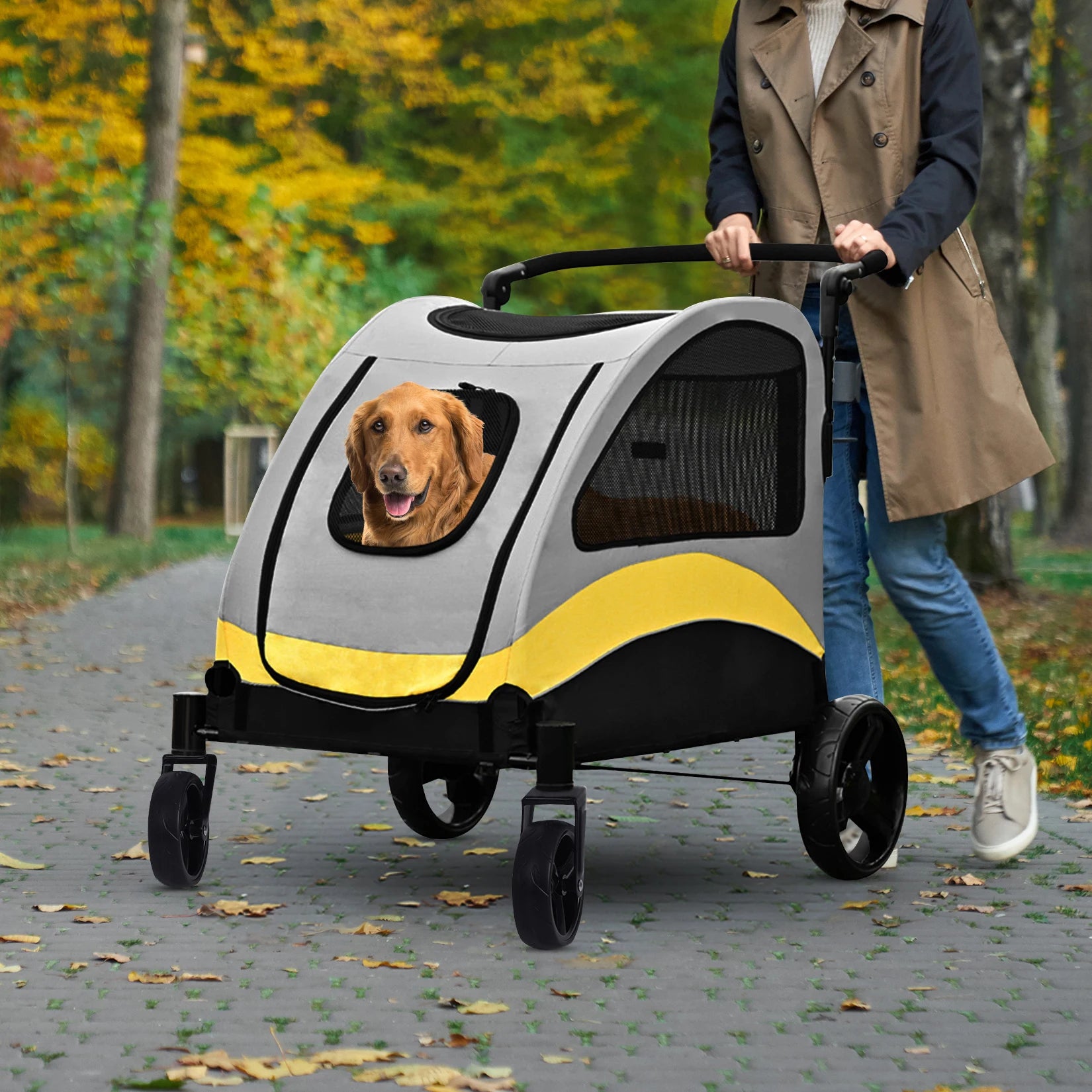 Portable Large Dog Travel Carriage Stroller