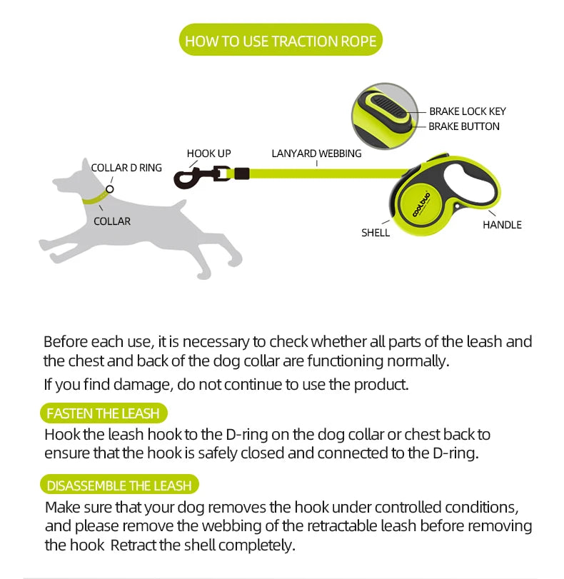 Soft Handle Professionally Crafted Retractable Dog Leash