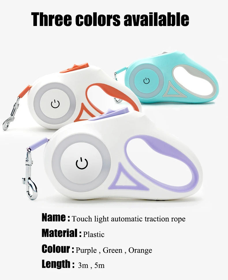 LED Luminous Automatic Retractable Dog Leash