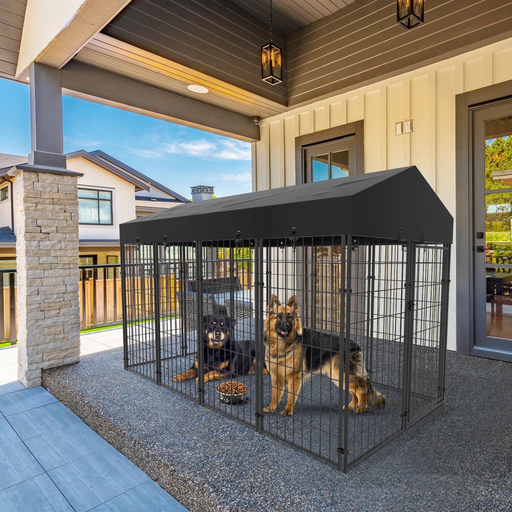 Large Outdoor Dog Kennel w/Water Proof Canopy Cover