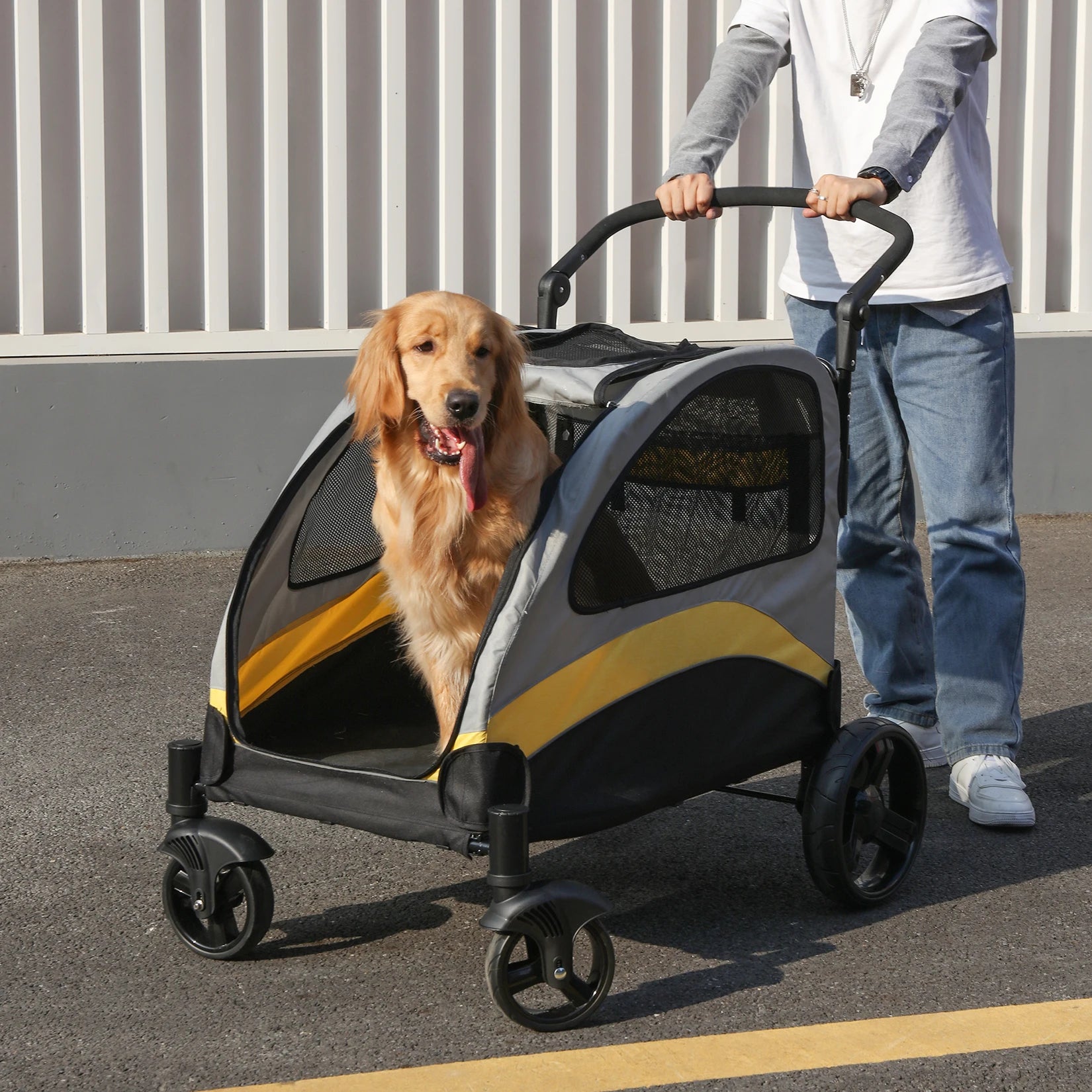 Portable Large Dog Travel Carriage Stroller