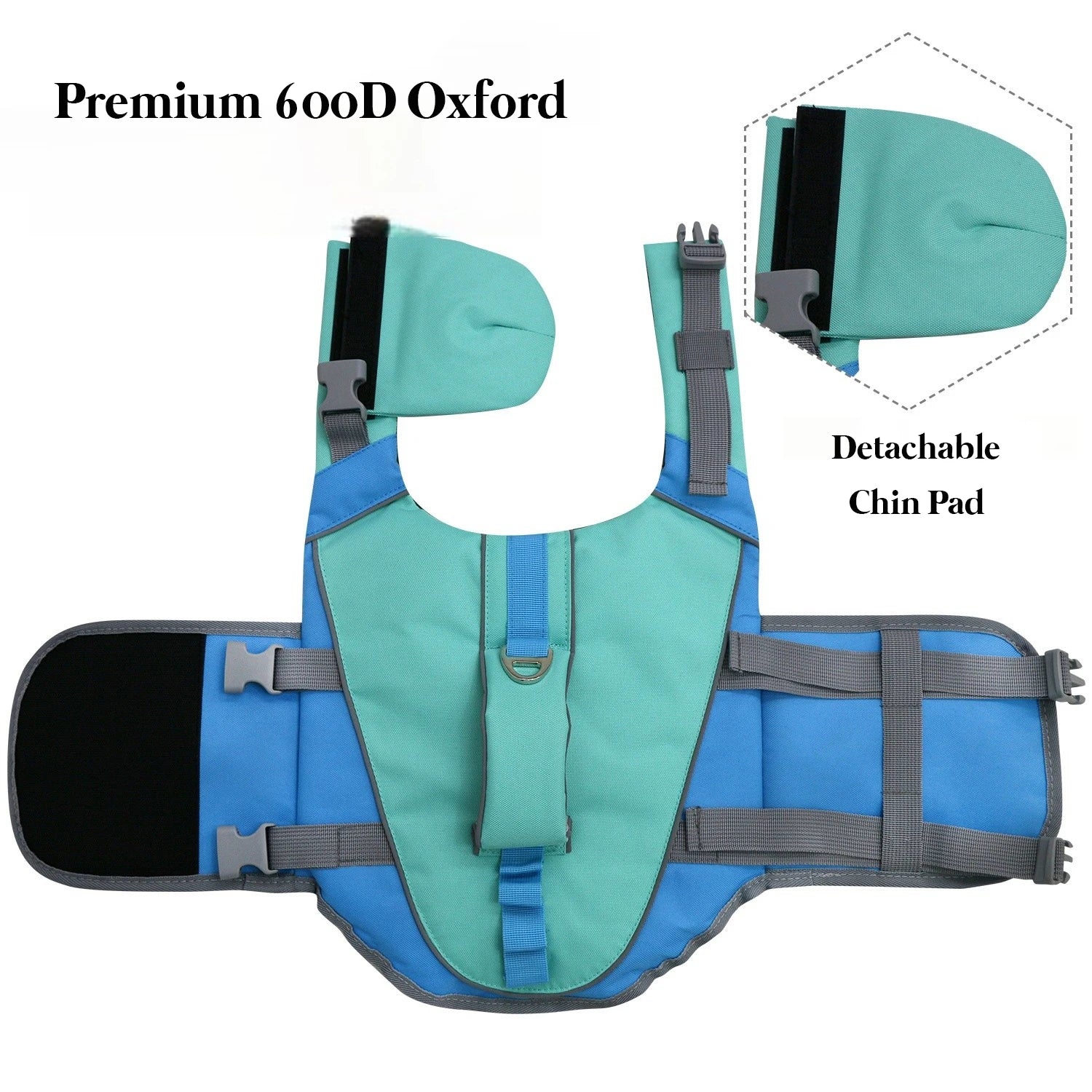 High Visibility Dog Lifesaver Vest w/Detachable Chin Pad