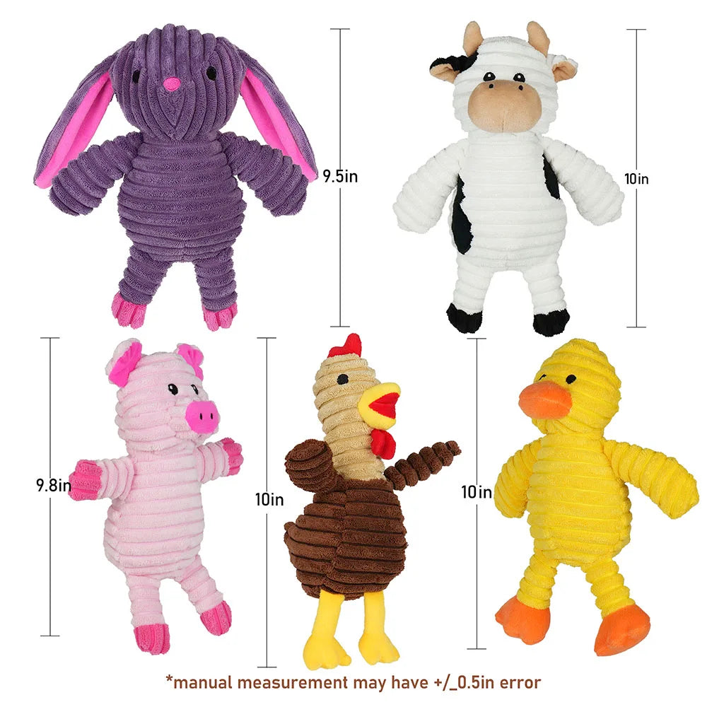 5PC Set Plush Pet Squeaky Toys