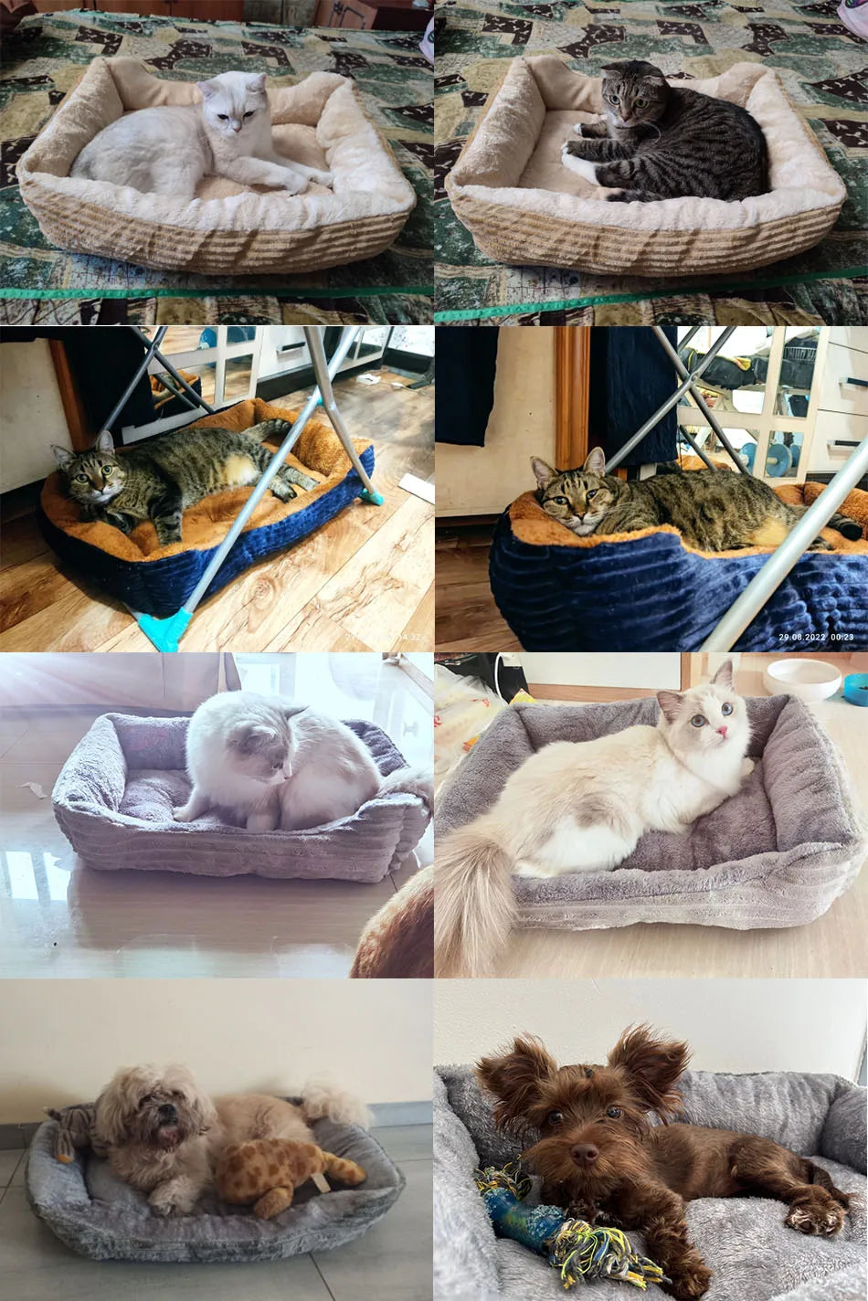 Soft Square Plush Pet Bed