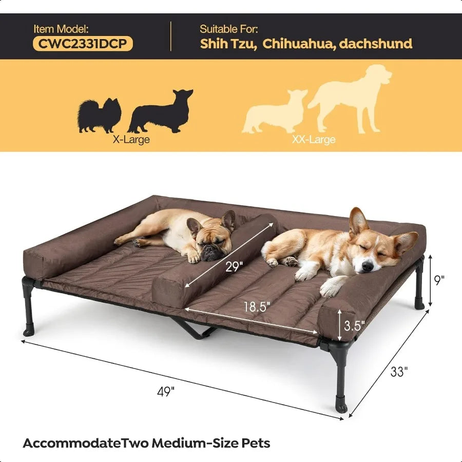 Cooling Elevated Dog Bed w/Removable Double Bed Cushion
