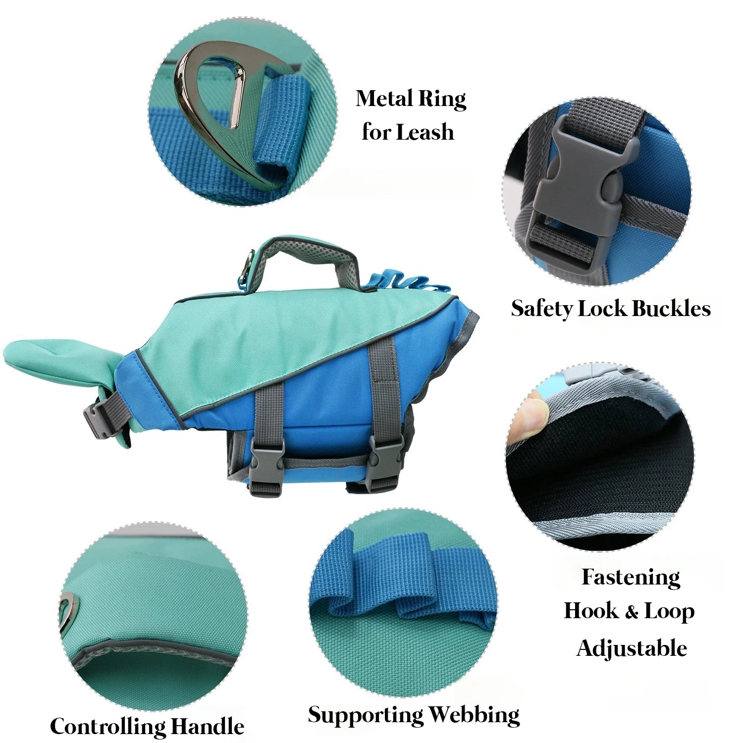 High Visibility Dog Lifesaver Vest w/Detachable Chin Pad