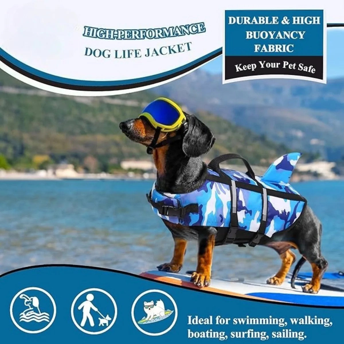 High Performance Shark Fin Design Dog Life Jacket