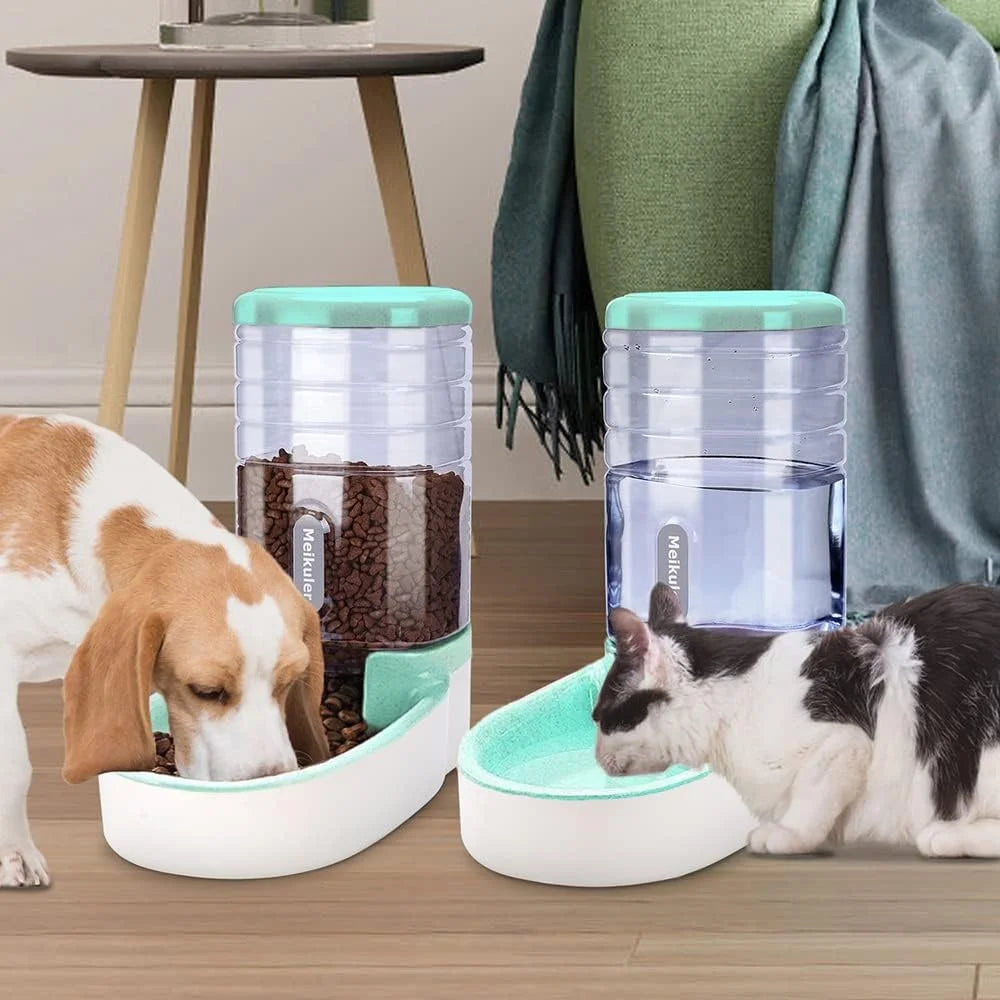 Large Capacity Gravity Pet Food & Water Dispenser Set